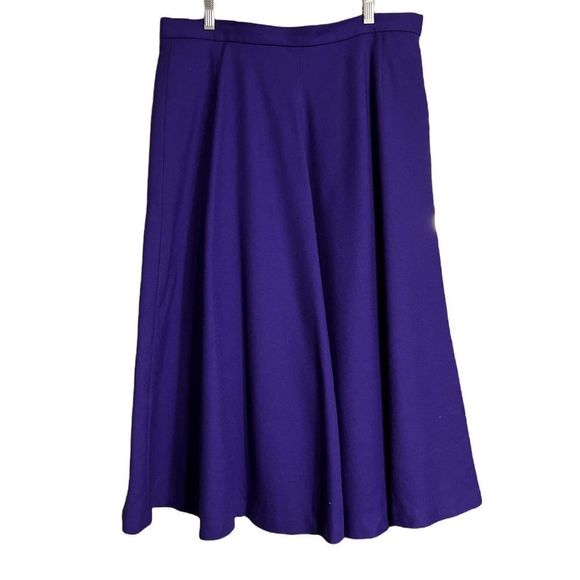 Vintage Royal Purple Wool Fit & Flare Midi Skirt Fully Lined Sz 18 NWT - Picture 3 of 10
